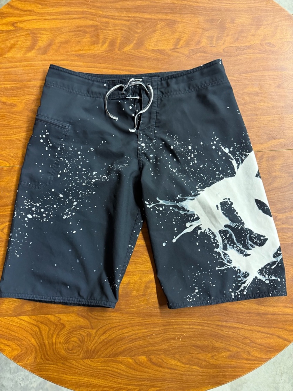 DC Black Swim Board Shorts with White Splash Print